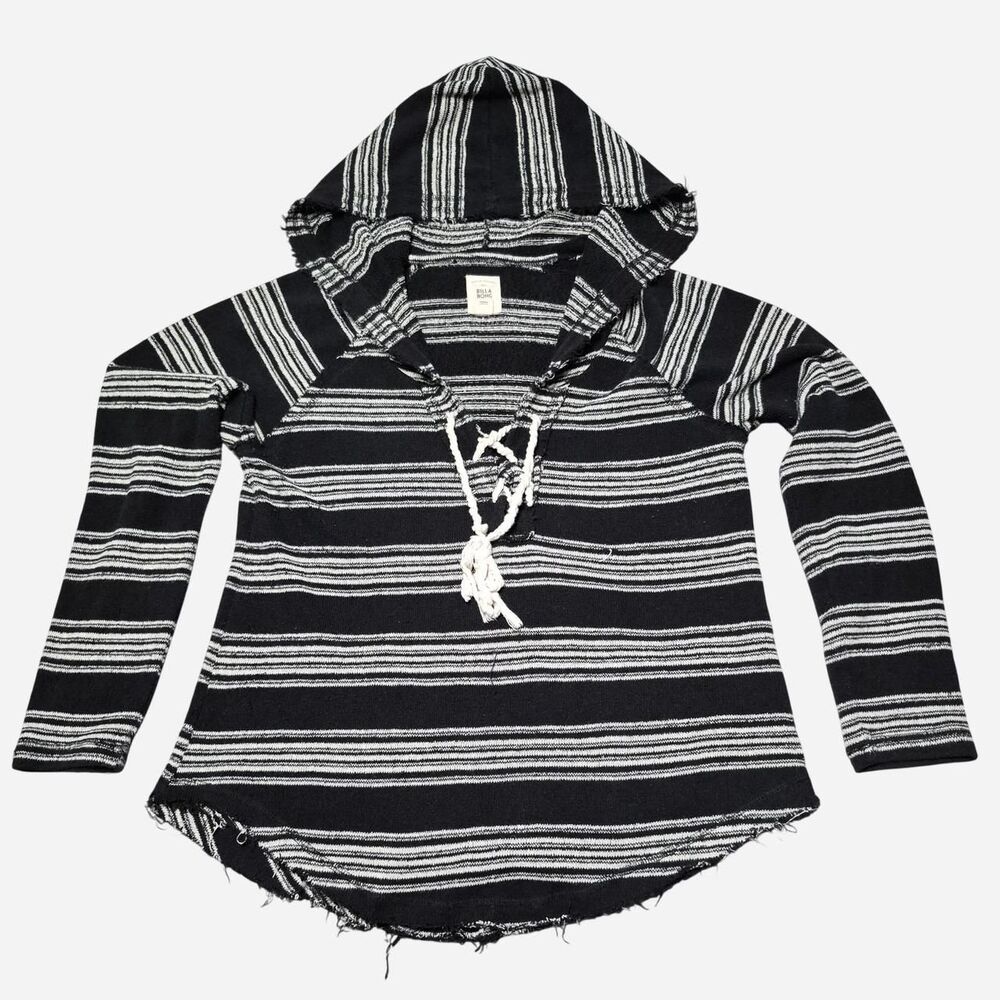 Billabong Women's Black and White Hooded Sweater Size L